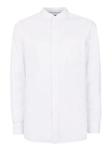 Topman Mens White Back Neck Taping Oxford Shirt