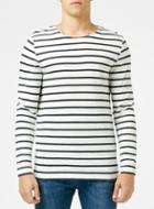 Topman Mens Blue Off White And Navy Stripe Long Sleeve T-shirt