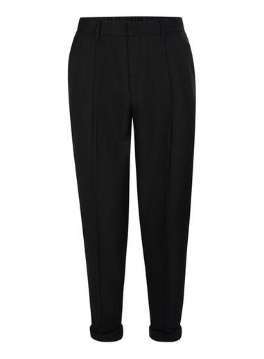 Topman Mens Black Twin Pleat Tapered Dress Pants