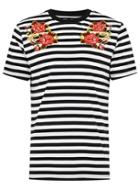 Topman Mens White Stripe And Floral T-shirt