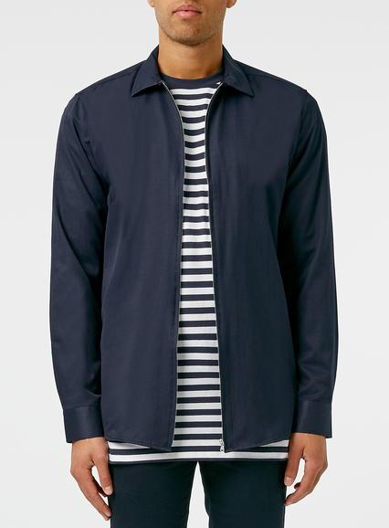 Topman Mens Blue Legends Navy Zip Up Shirt*