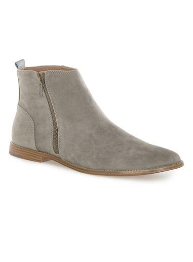 Topman Mens Grey Gray Suede Spin Side Zip Boots