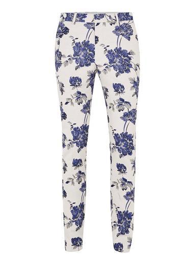 Topman Mens Blue And White Floral Skinny Suit Pants