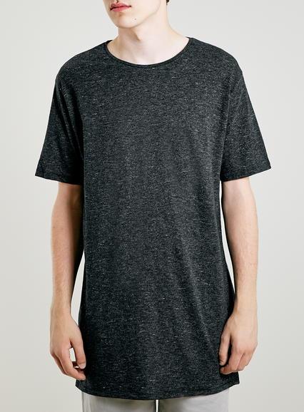 Topman Mens Black Slubby Long Line T-shirt