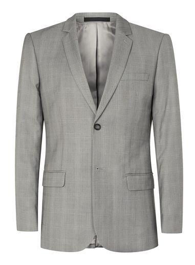 Topman Mens Mid Grey Grey Check Slim Fit Suit Jacket