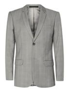 Topman Mens Mid Grey Grey Check Slim Fit Suit Jacket