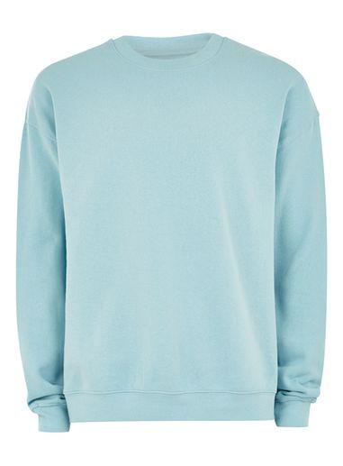 Topman Mens Blue Turquoise Drop Shoulder Sweatshirt