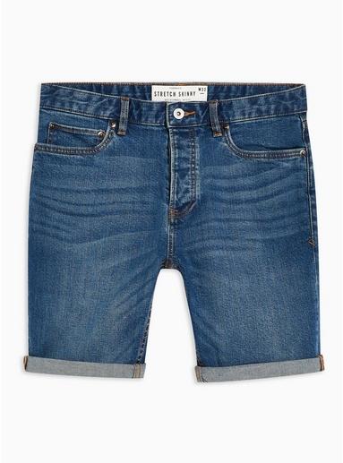 Topman Mens Blue Mid Wash Skinny Shorts