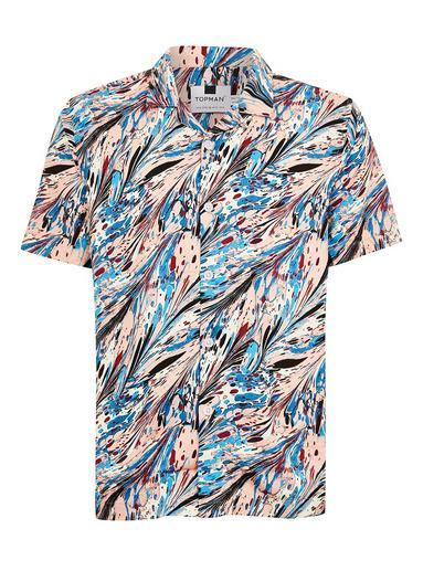 Topman Mens Pink Marble Short Sleeve Shirt