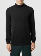 Topman Mens Black Slouch Neck Sweater