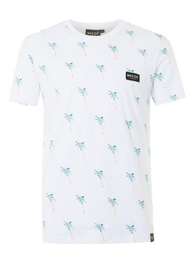 Topman Mens Nicce White Palm Print T-shirt