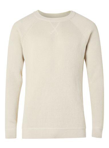 Topman Mens Stone Waffle Textured Crew Neck Sweater