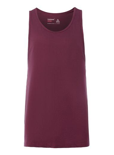 Topman Mens Red Burgundy Slim Fit Tank Top