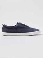 Topman Mens Blue Navy Washed Canvas Sneakers