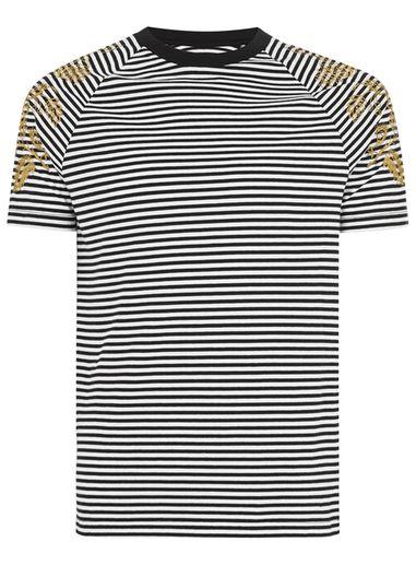 Topman Mens Black Baroque Stripe Muscle Fit T-shirt