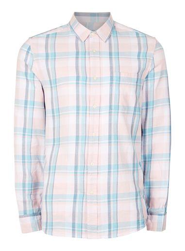 Topman Mens Pink Summer Check Casual Shirt