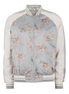 Topman Mens Grey And White Butterfly Print Souvenir Bomber Jacket