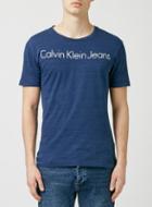 Topman Mens Calvin Klein Blue Denim T-shirt