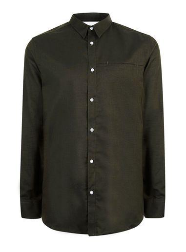 Topman Mens Selected Homme Dark Green Shirt