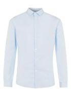 Topman Mens White And Light Blue Mini Grid Long Sleeve Dress Shirt