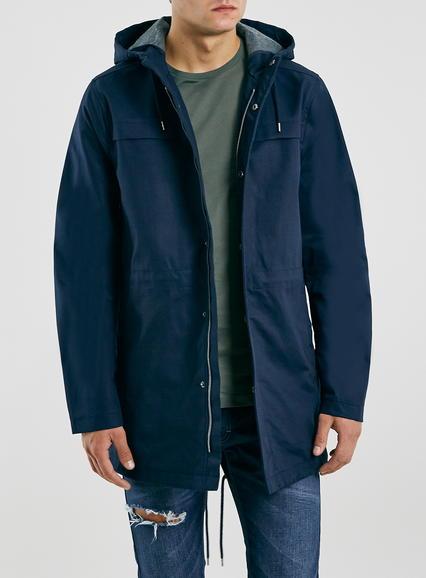 Topman Mens Blue Navy Lightweight Parka