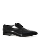 Topman Mens Black Leather Wingtip Formal Shoes