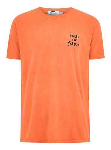 Topman Mens Orange 'sorry' T-shirt
