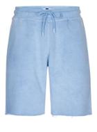Topman Mens Washed Blue Raw Edge Jersey Shorts
