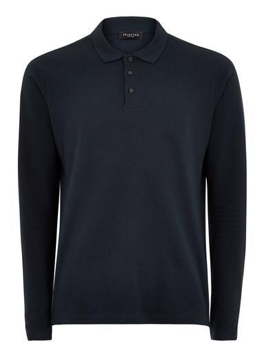 Topman Mens Selected Homme Navy Organic Cotton Polo
