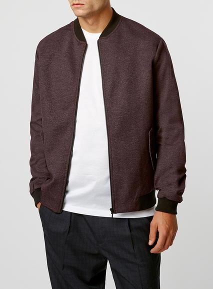 Topman Mens Red Rust Jersey Bomber