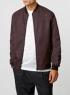 Topman Mens Red Rust Jersey Bomber