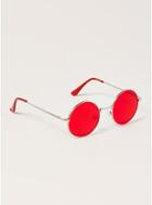 Topman Mens Red Round Sunglasses