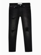Topman Mens Washed Black Blowout Jeans