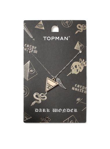Topman Mens Grey Mixed Metal Wing Necklace*