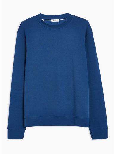 Topman Mens Selected Homme Navy Pique Organic Cotton Sweatshirt