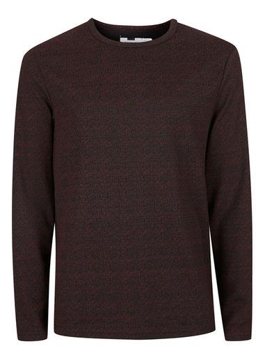 Topman Mens Burgundy And White Textured Slim Fit T-shirt