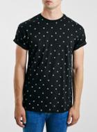 Topman Mens Black Football Pattern T-shirt