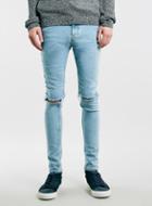 Topman Mens Blue Aqua Nesta Rips Spray On Jeans