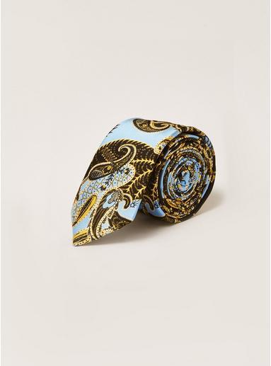 Topman Mens Blue Silk Paisley Print Tie