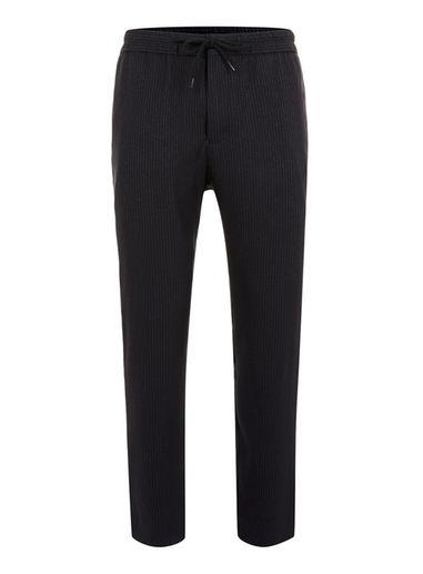 Topman Mens Blue Navy Pinstripe Cropped Dress Drawstring Pants