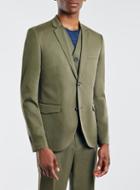 Topman Mens Green Coordinates Khaki Skinny Fit Blazer