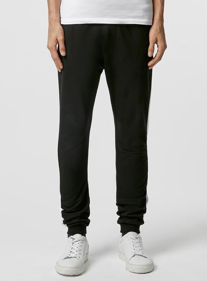 Topman Mens Side Stripe Drop Crotch Black Joggers