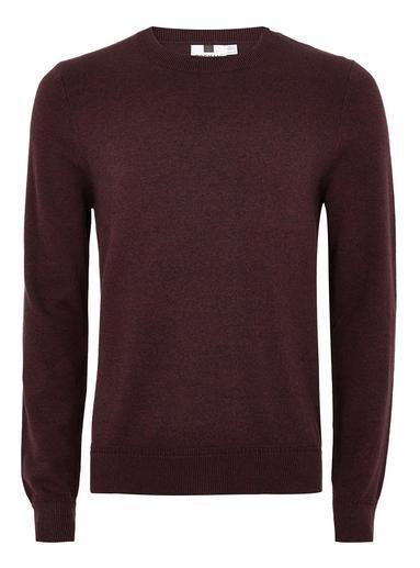 Topman Mens Red Burgundy Twist Hem Stitch Sweater