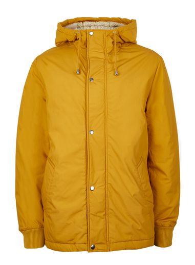 Topman Mens Yellow Cropped Cotton Parka