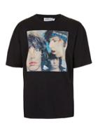 Topman Mens Washed Black Rolling Stones Print Oversized T-shirt