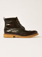 Topman Mens Red Burgundy Leather Royal Brogue Boots