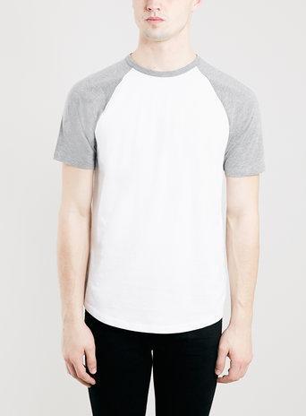 Topman Mens White Contrast Raglan T-shirt