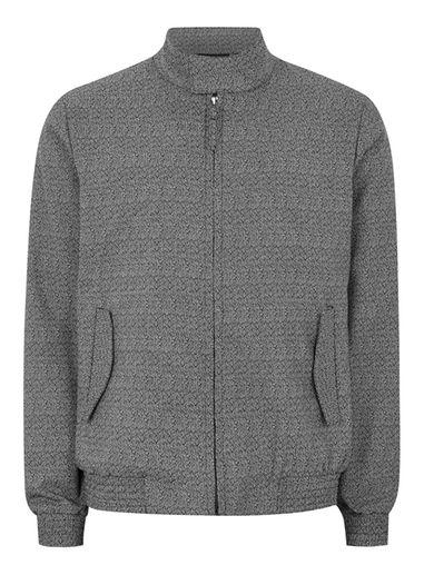 Topman Mens Mid Grey Gray Salt And Pepper Textured Harrington Jacket