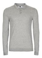 Topman Mens Grey Gray Marl Muscle Fit Polo Neck Sweater