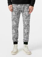 Topman Mens Black And White Crackle Skinny Joggers